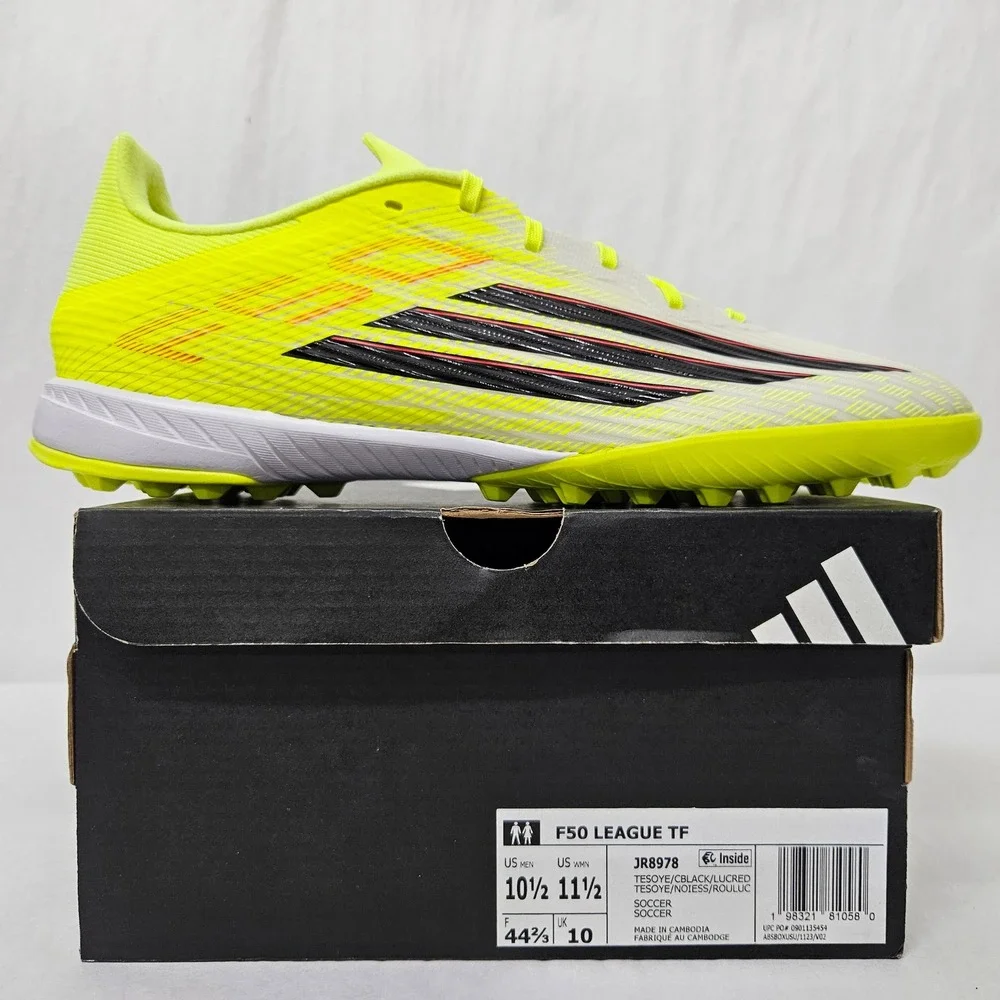 Adidas F50 League TF Turf Soccer Cleats JR8978 Solar Yellow Black Men Size 10.5